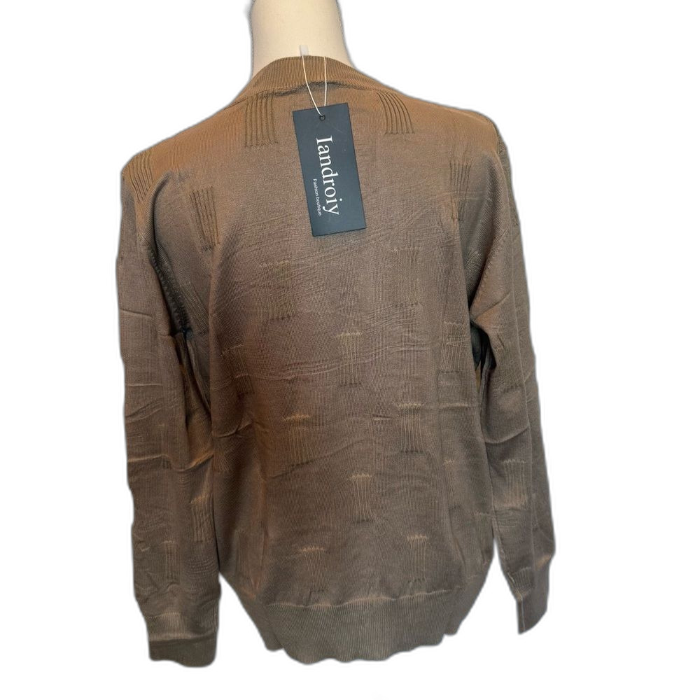 NWT Iandroiy Women's Sweater XL Long Sleeve Crewneck Relaxed Fit Khaki - Picture 3 of 7
